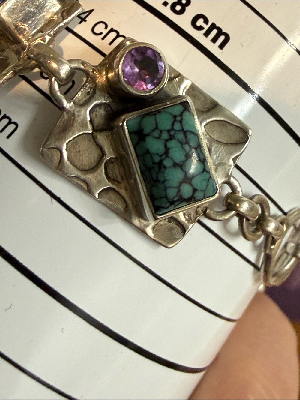 Sterling Silver 825 Multi Gemstone Stone Bracelet Fits 7.5 Peridot Turquoise Etc - Picture 8 of 16